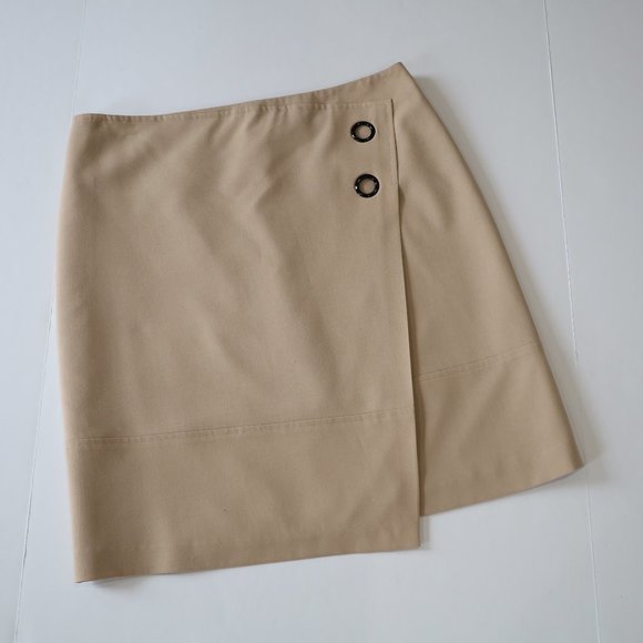 ANN TAYLOR LOFT Size 10 Maroon Beige Tan Skirt Blouse Set Sleeveless Career - Picture 2 of 14